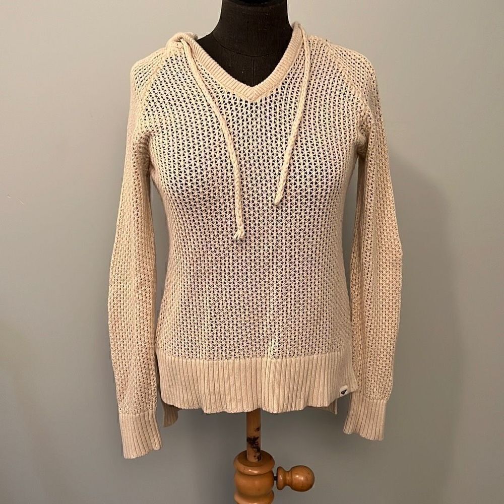 Roxy Women's Tan Sheer Open Knit Long Sleeve Sweater